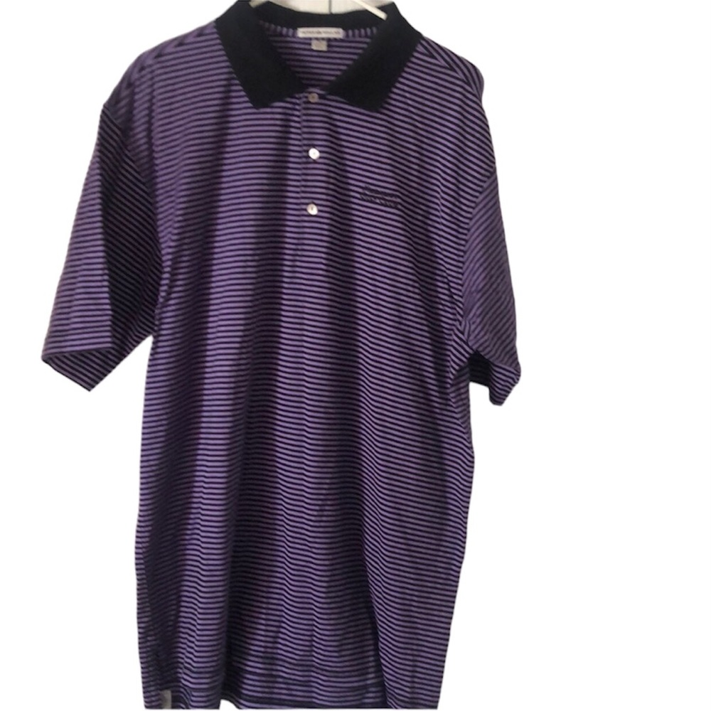 Peter Milllar spring medalist polo town crafted purple striped collar golf shirt